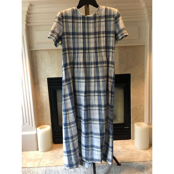 Positive Attitude Women’s Blue and White Plaid Short Sleeve Dress Size 12 - Picture 1 of 8
